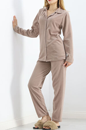 GAMZELİTARZIM Polar Pijama Takım Vizon - 101023.1049.