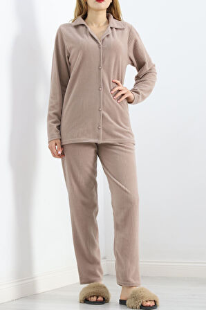 GAMZELİTARZIM Polar Pijama Takım Vizon - 101023.1049.