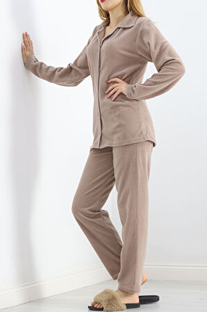 GAMZELİTARZIM Polar Pijama Takım Vizon - 101023.1049.