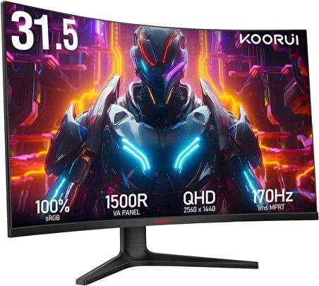 Koorui 31.5" GA01 Curved Gaming 170Hz Monitör Siyah 1ms