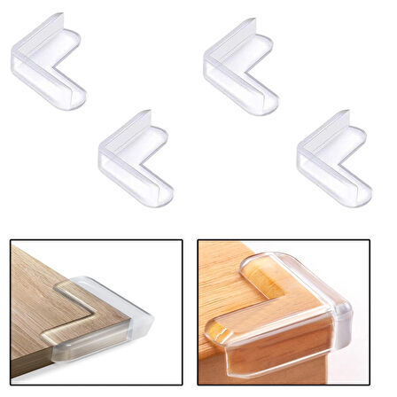 Microcase Bebekler için Eşya Masa Köşe Koruyucu  Şeffaf Kendinden Yapışkanlı Silikon Köşe Koruma - ŞEFFAF AL4545 4 Adet