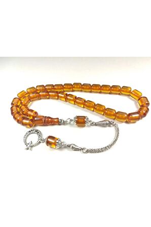 Gümüş Kaplama Püsküllü Çift Zımpara Çift Cilalı Ateş-i Kehribar Sertifikalı 4370