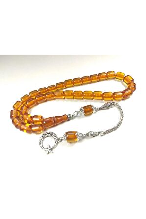 Gümüş Kaplama Püsküllü Çift Zımpara Çift Cilalı Ateş-i Kehribar Sertifikalı 4370