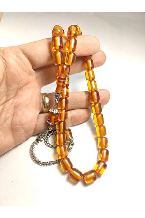 Gümüş Kaplama Püsküllü Çift Zımpara Çift Cilalı Ateş-i Kehribar Sertifikalı 4370