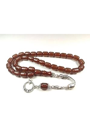 Gümüş Kaplama Püsküllü Çift Zımpara Çift Cilalı Sıkma Kehribar Sertifikalı 4368