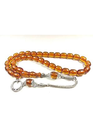 Gümüş Kaplama Püsküllü Çift Zımpara Çift Cilalı Sıkma Kehribar Sertifikalı 4367