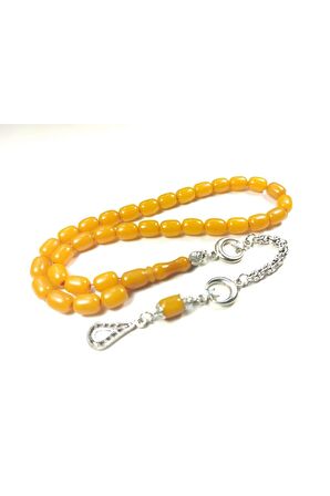 Gümüş Kaplama Püsküllü Çift Zımpara Çift Cilalı Sıkma Kehribar Sertifikalı 4358