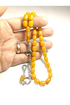 Gümüş Kaplama Püsküllü Çift Zımpara Çift Cilalı Sıkma Kehribar Sertifikalı 4358