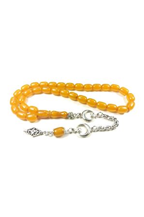 Gümüş Kaplama Püsküllü Çift Zımpara Çift Cilalı Sıkma Kehribar Sertifikalı 4354