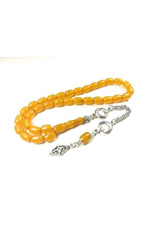 Gümüş Kaplama Püsküllü Çift Zımpara Çift Cilalı Sıkma Kehribar Sertifikalı 4354