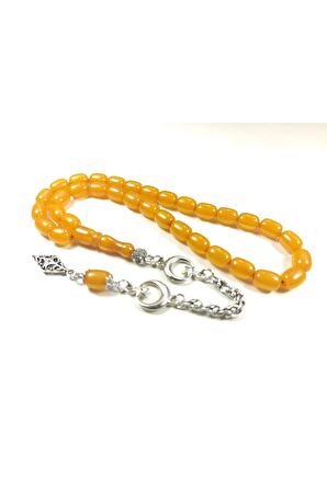 Gümüş Kaplama Püsküllü Çift Zımpara Çift Cilalı Sıkma Kehribar Sertifikalı 4354