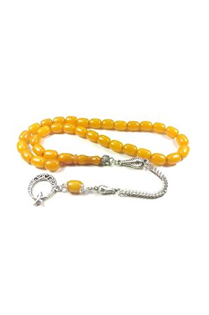 Gümüş Kaplama Püsküllü Çift Zımpara Çift Cilalı Sıkma Kehribar Sertifikalı 4352