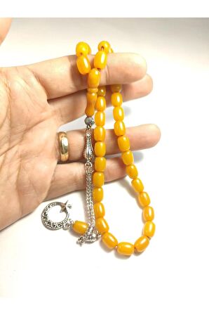 Gümüş Kaplama Püsküllü Çift Zımpara Çift Cilalı Sıkma Kehribar Sertifikalı 4352