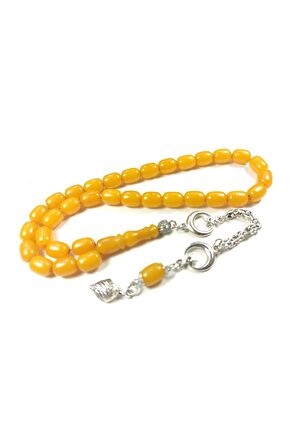 Gümüş Kaplama Püsküllü Çift Zımpara Çift Cilalı Sıkma Kehribar Sertifikalı 4353