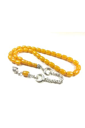 Gümüş Kaplama Püsküllü Çift Zımpara Çift Cilalı Sıkma Kehribar Sertifikalı 4353