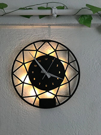 GEOMETRİK DETAYLI MİNİMALİST LEDLİ DUVAR SAATİ