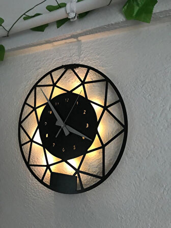 GEOMETRİK DETAYLI MİNİMALİST LEDLİ DUVAR SAATİ