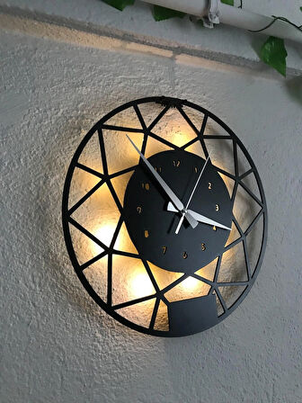 GEOMETRİK DETAYLI MİNİMALİST LEDLİ DUVAR SAATİ