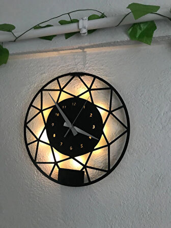 GEOMETRİK DETAYLI MİNİMALİST LEDLİ DUVAR SAATİ