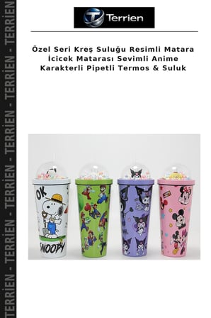 Özel Seri Kreş Suluğu Resimli Matara İcicek Matarası Sevimli Anime Karakterli Pipetli Termos & Suluk