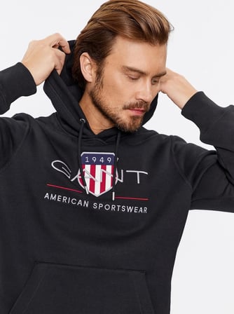 Gant Erkek Kapşonlu Sweatshirt Yandan Cepli