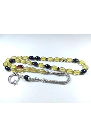 Gümüş Kaplama Püsküllü Kuru Tornalı Çift Cilalı SıkmaKehribar Sertifikalı 4456