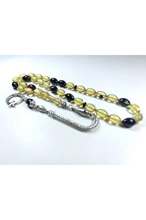 Gümüş Kaplama Püsküllü Kuru Tornalı Çift Cilalı SıkmaKehribar Sertifikalı 4456