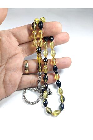 Gümüş Kaplama Püsküllü Kuru Tornalı Çift Cilalı SıkmaKehribar Sertifikalı 4457