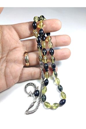 Gümüş Kaplama Püsküllü Kuru Tornalı Çift Cilalı SıkmaKehribar Sertifikalı 4458