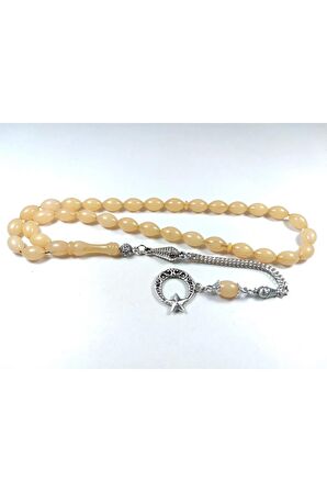 Gümüş Kaplama Püsküllü Kuru Tornalı Çift Cilalı SıkmaKehribar Sertifikalı 4455