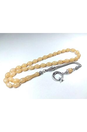 Gümüş Kaplama Püsküllü Kuru Tornalı Çift Cilalı SıkmaKehribar Sertifikalı 4455