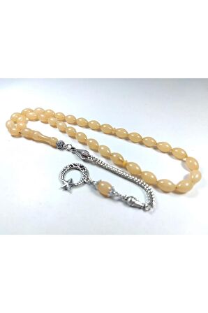 Gümüş Kaplama Püsküllü Kuru Tornalı Çift Cilalı SıkmaKehribar Sertifikalı 4455