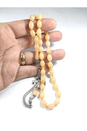 Gümüş Kaplama Püsküllü Kuru Tornalı Çift Cilalı SıkmaKehribar Sertifikalı 4455