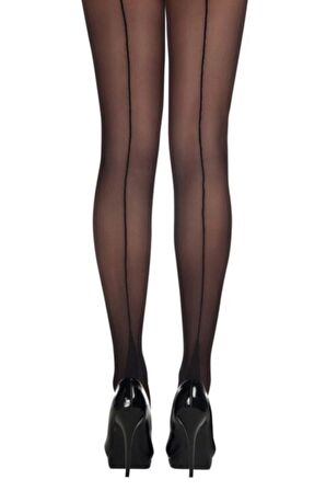 Kadın Arkası Çizgili Desenli 20 Denye Külotlu Çorap