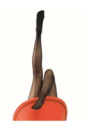 Kadın Arkası Çizgili Desenli 20 Denye Külotlu Çorap