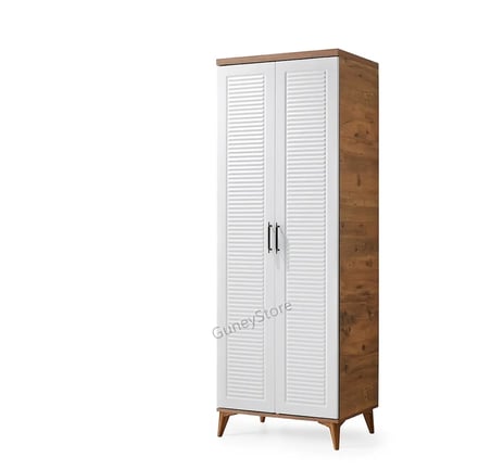 Paris 2 Kapaklı Komple MDF Atlantik Çam-Beyaz Gardırop