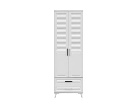 Sanat 2 Kapaklı Çekmeceli Komple MDF Beyaz Gardırop