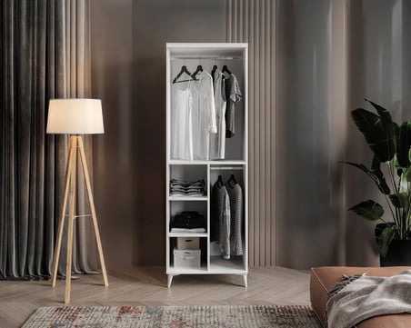 Milano 2 Kapaklı Komple MDF Beyaz Gardırop