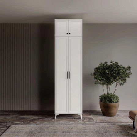 Milas 2 Kapaklı Komple MDF Ayaklı Yüklüklü Gardırop