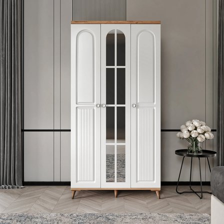 Bohem 3 Kapaklı Aynalı Komple MDF Gardırop