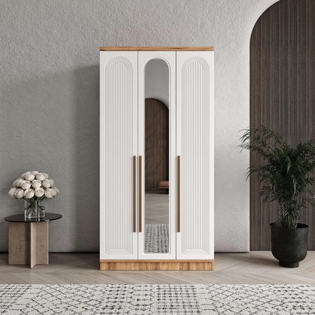 Rosa 3 Kapaklı Aynalı Komple MDF Gardırop