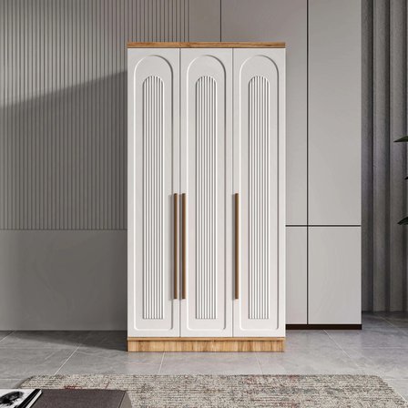 Flora 3 Kapaklı Komple MDF Gardırop