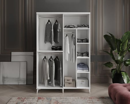 Milano 4 Kapaklı Komple MDF Beyaz Gardırop