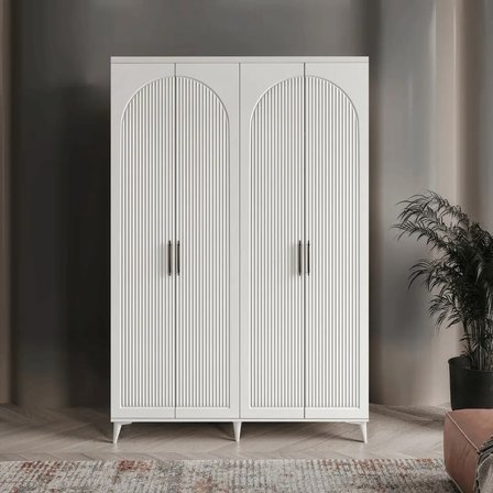 Oslo 4 Kapaklı Komple MDF Beyaz Gardırop