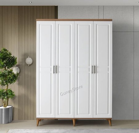 Sport 4 Kapaklı Komple MDF Atlantik Çam-Beyaz Gardırop