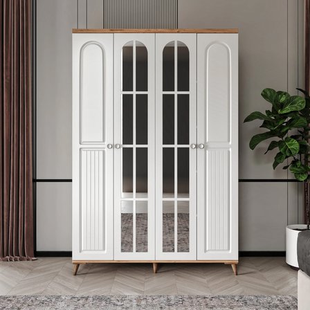 Bohem 4 Kapaklı Aynalı Komple MDF Gardırop