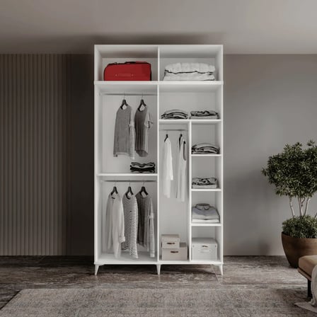 Milas 4 Kapaklı Komple MDF Ayaklı Yüklüklü Gardırop