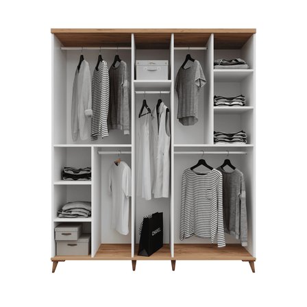 Bohem 5 Kapaklı Aynalı Komple MDF Gardırop