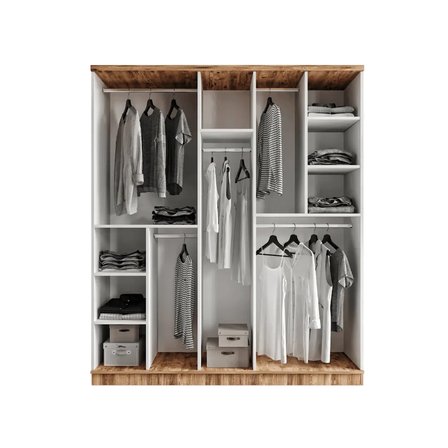 Rosa 5 Kapaklı Aynalı Komple MDF Gardırop