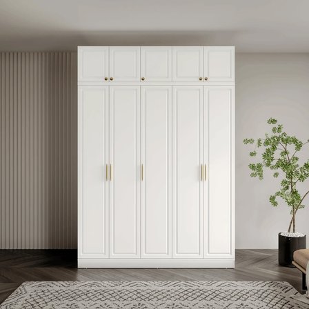 Milas Gold 5 Kapaklı Komple MDF Yüklüklü Gardırop